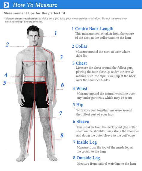 Description of male waist measurements