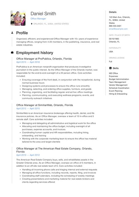 Manager Resume Sample