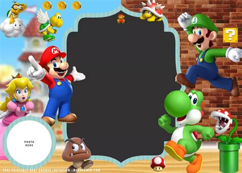 Mario invitation templates