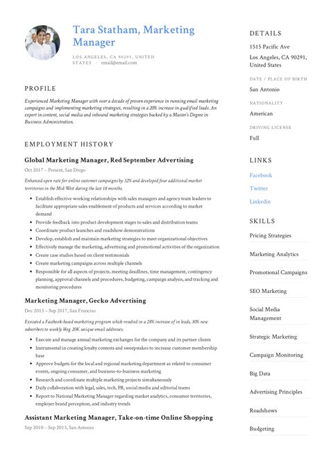 Marketing Director Resume Example