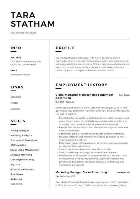 Marketing Resume Template