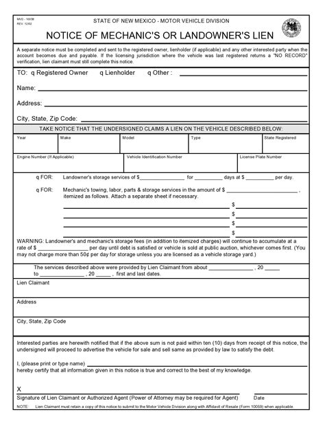 Mechanic's Lien Forms