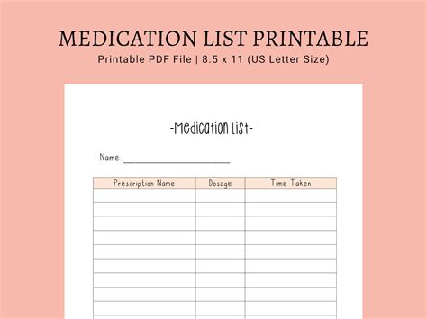 Medication List Template