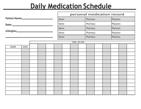 Medication Schedule Examples