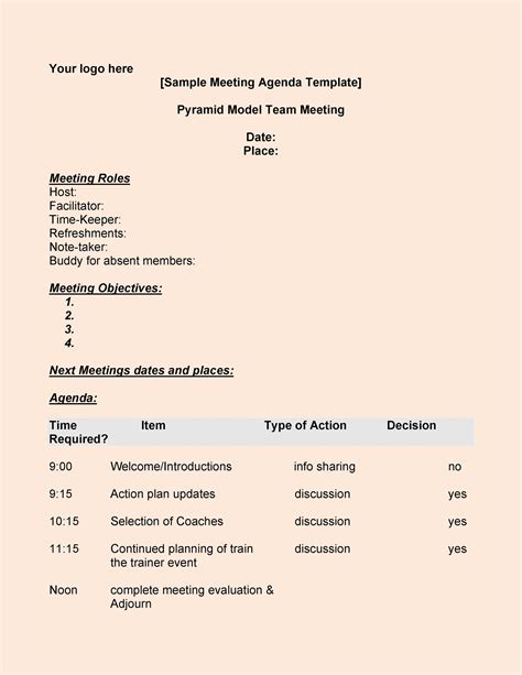 Agenda Templates for Different Meetings