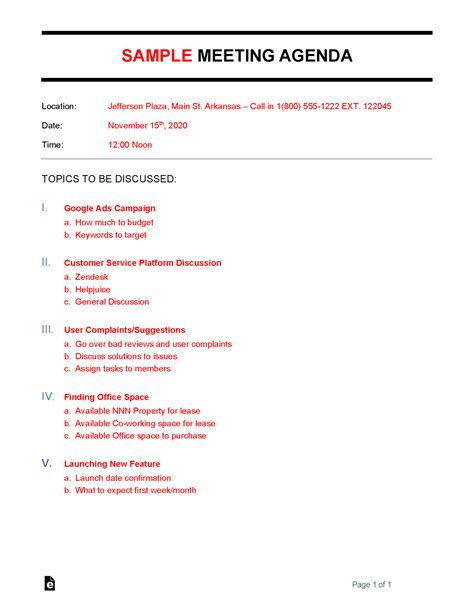 Meeting Agenda Pdf