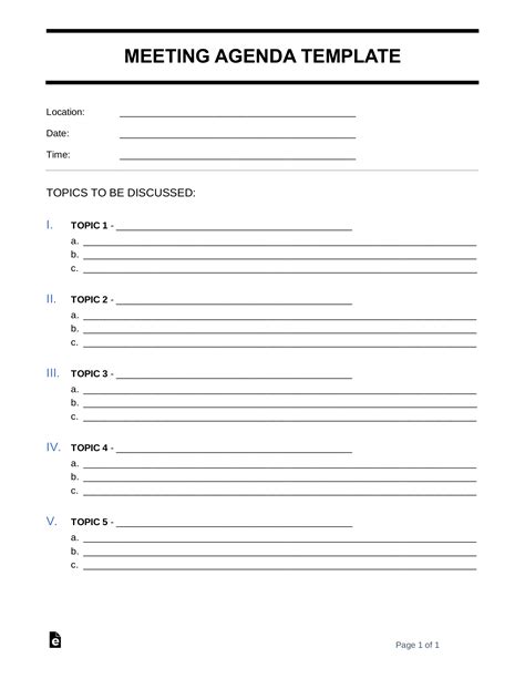 Meeting Agenda Template Sample