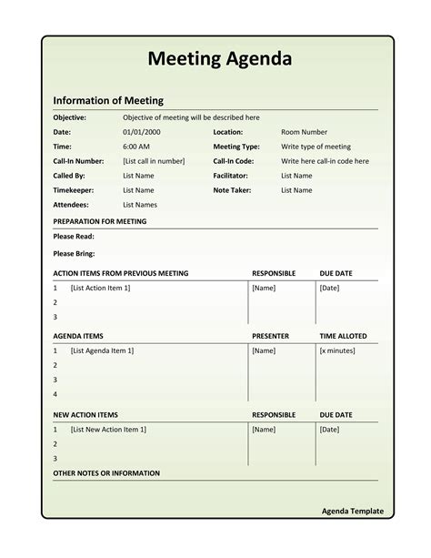 Meeting Agenda Templates Example 4