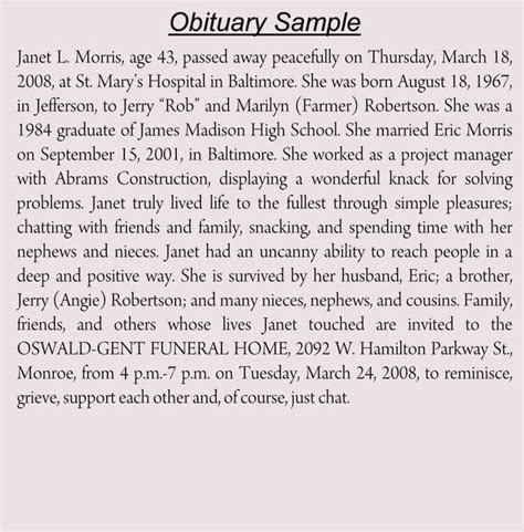 Memorial Obituary