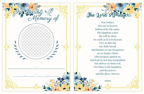 Memorial Prayer Card Template