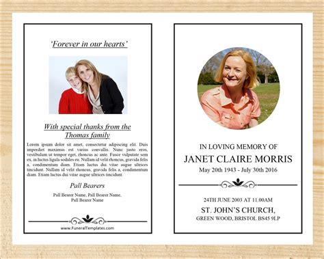 Memorial Program Template Examples