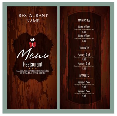 Menu template example 4