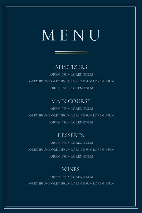 Menu template example 8