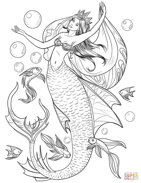 Ideas for mermaid coloring pages