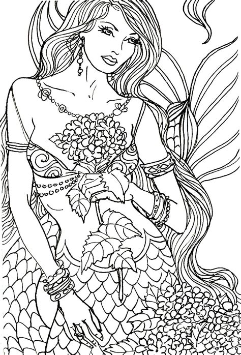 Mermaid coloring pages for adults and stress relief