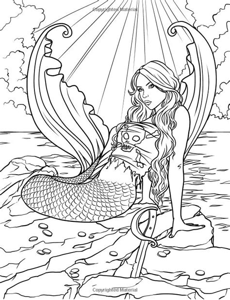 Mermaid coloring pages with fantasy creatures and mythical beings