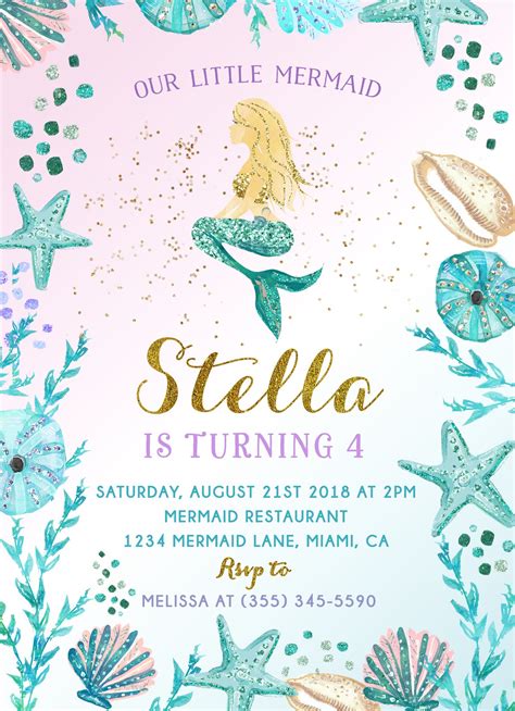 Mermaid Invitations Designs