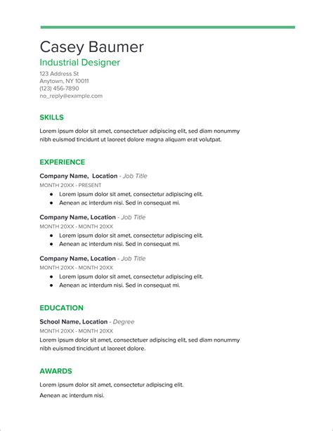 Microsoft Resume Templates Example