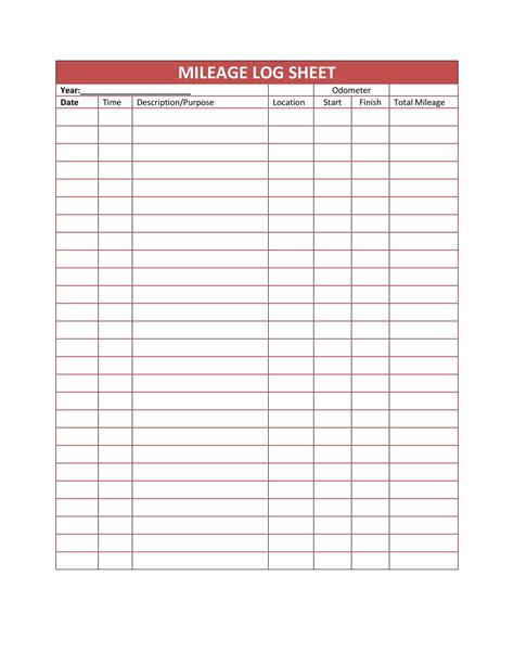 Mileage Log Template 8