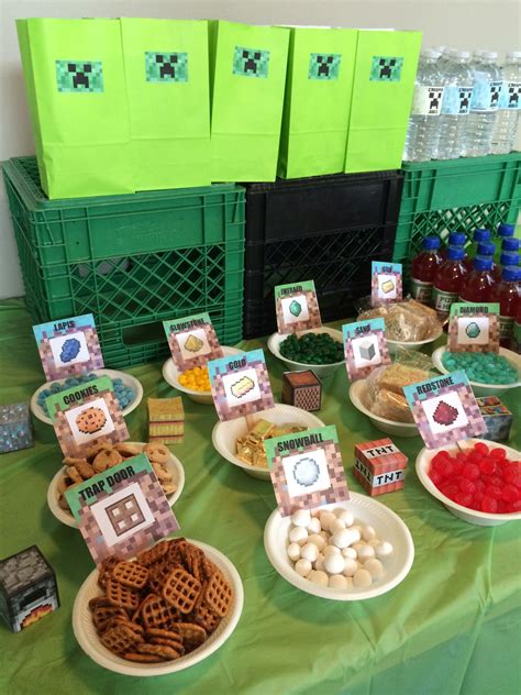 Minecraft themed snacks