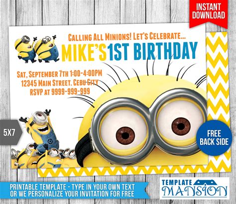 Minion Themed Invitation Example