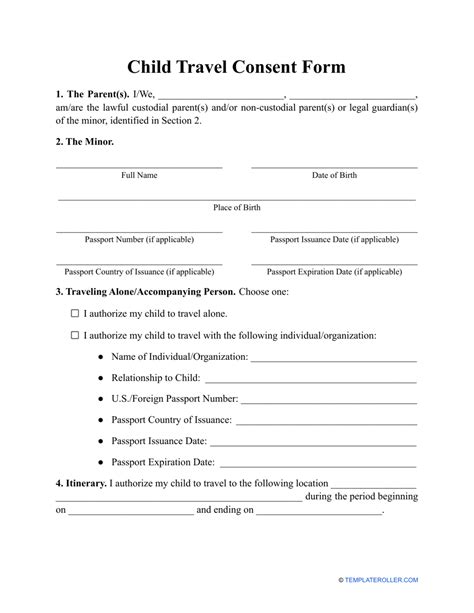 Minor Travel Consent Form Requirements