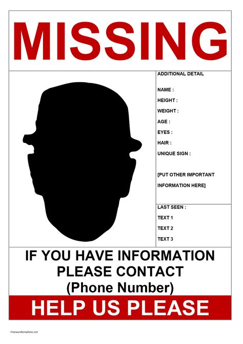 Missing Person Template Example