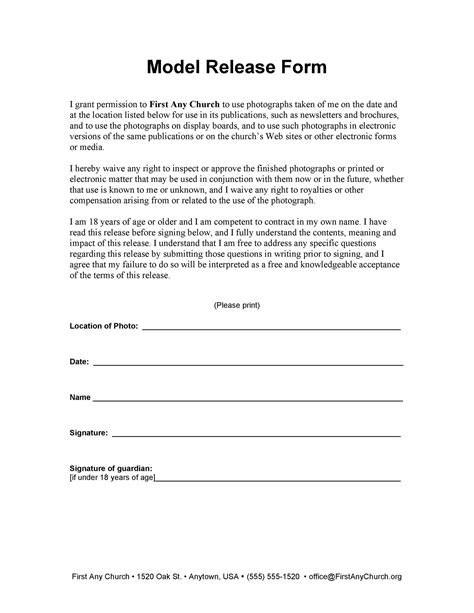 Model Release Form Inclusion