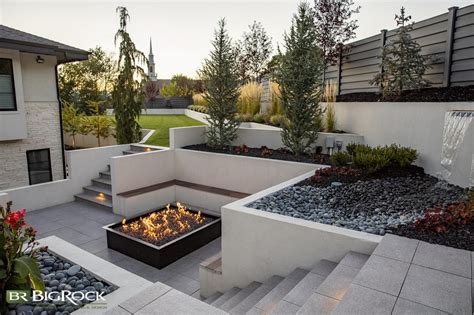 Modern landscape design with clean lines and minimal features