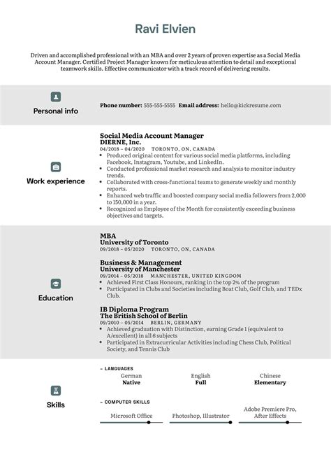 Modern MBA Resume Template