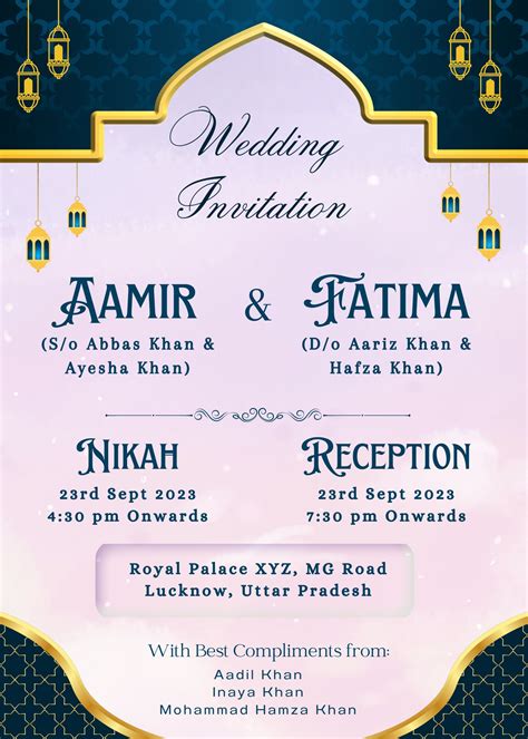 Modern Muslim Wedding Card Design