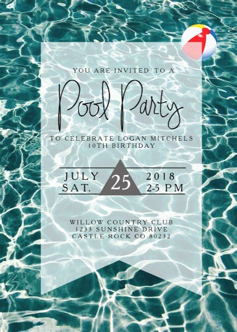 Modern Pool Party Invitation