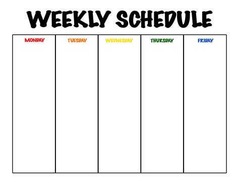 Monday to Friday Calendar Template Example