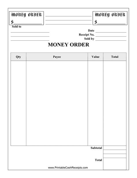 Description of Money Order Template with Logo