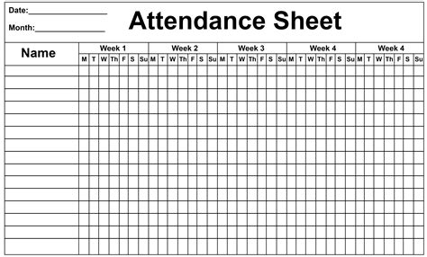 Monthly Attendance Template