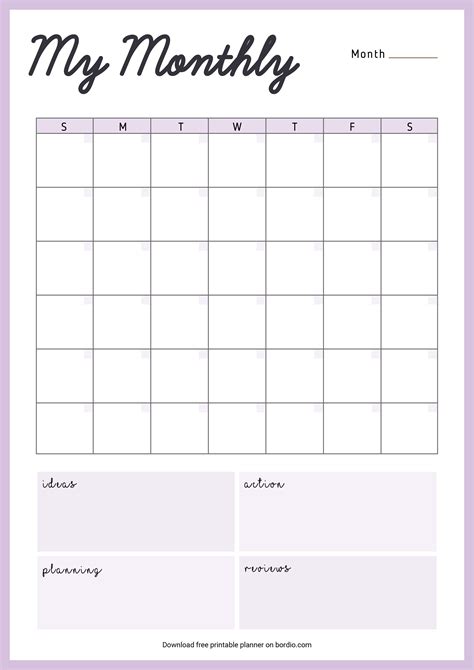 Monthly Planner Printable Template