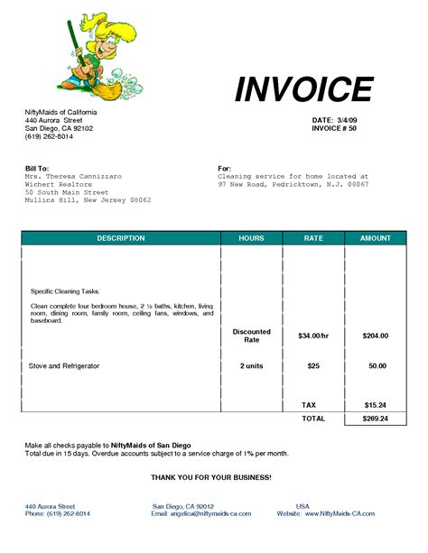 Monthly Rental Invoice Template