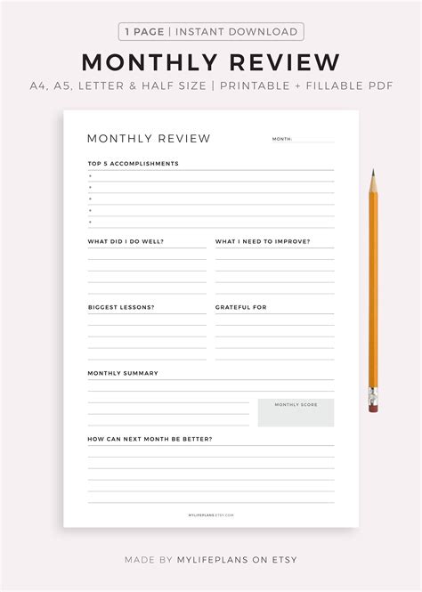 Monthly Review Template