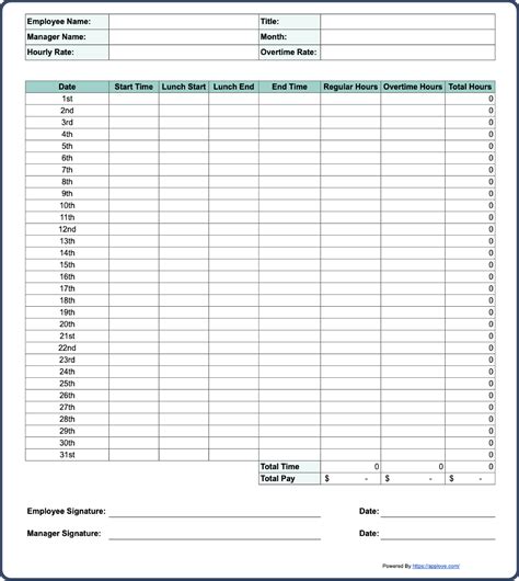 Monthly Timesheet Summary Example