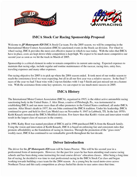 Motorsports Sponsorship Proposal