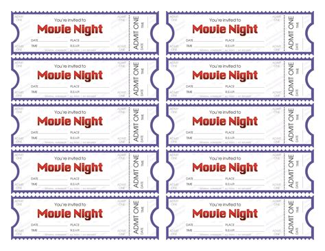 Movie ticket template ideas