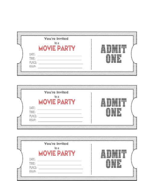 Movie ticket template templates