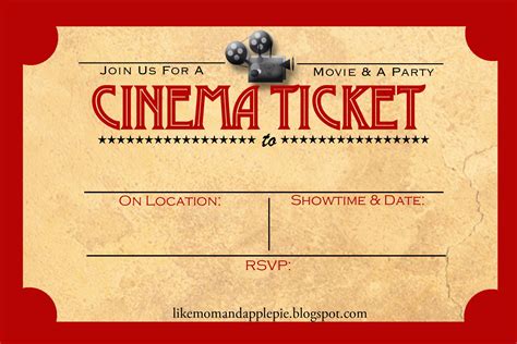 Movie ticket templates for parties