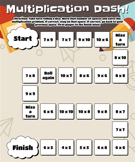 Multiplication board game for kids