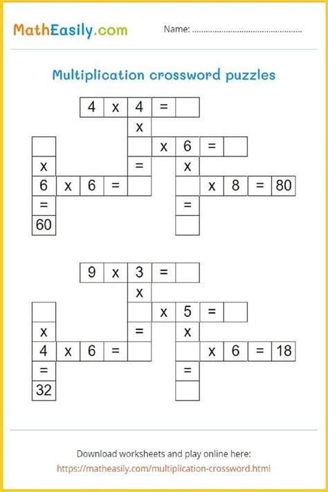 Multiplication puzzles for kids