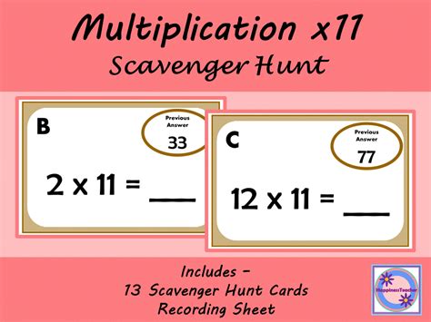 Multiplication scavenger hunt game for kids