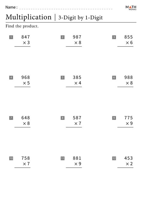 Description of Multiplication Worksheets for 5th Grade