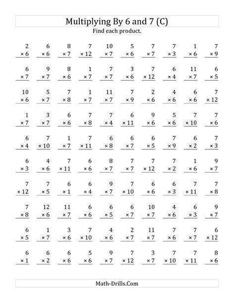 Multiplication Worksheets for 6th Grade