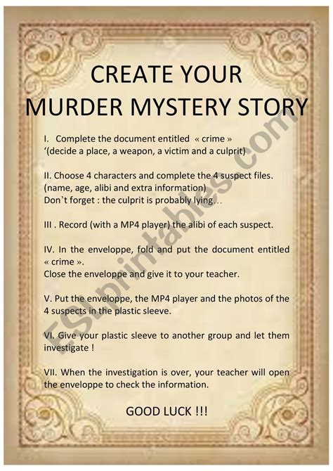 Murder Mystery Story Templates