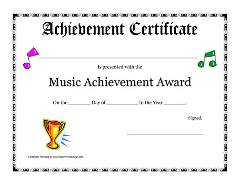 Music Award Certificate Template 6